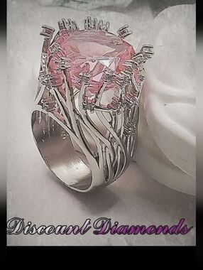 Round Pink Diamond wrapped in 925 Sterling Silver - Women's Jewelry